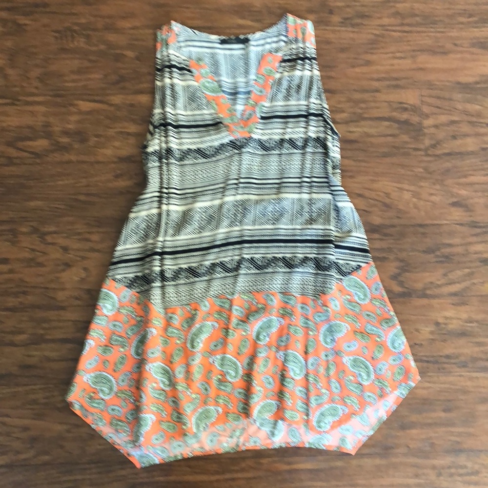 Flowy Printed Sleeveless Shirt Dress
